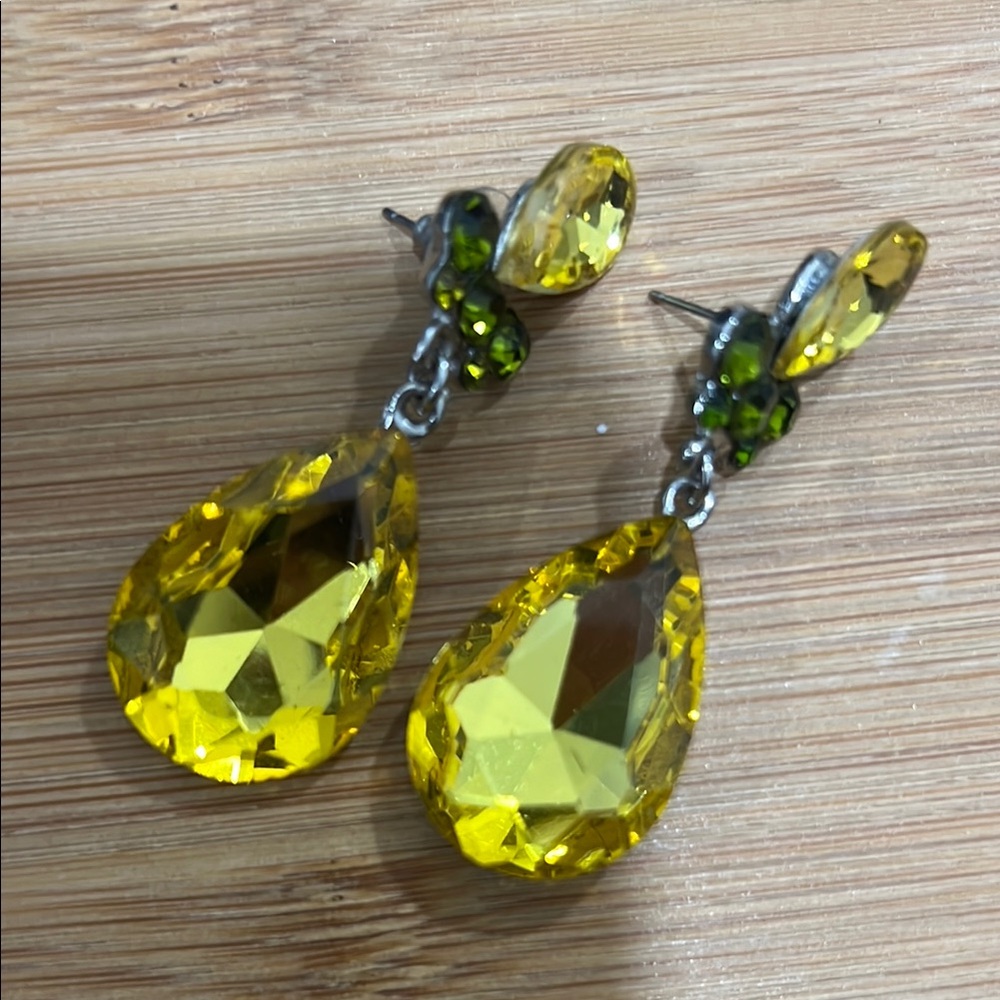 Elegant Yellow and Green Pageant Earrings